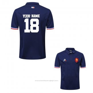 Maillot Polo France Rugby 2018-2019 Bleu Font01