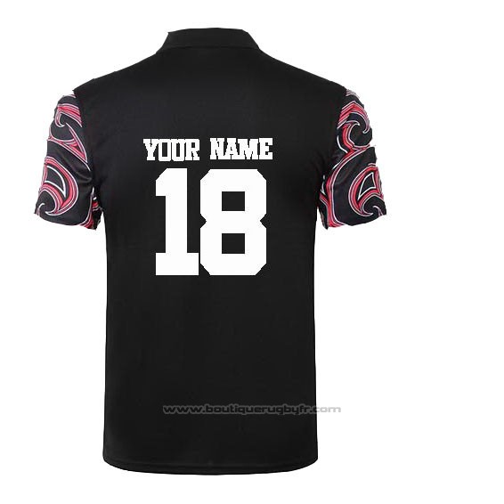 Maillot Polo Nouvelle-zelande All Blacks Maori Rugby 2019 Noir Font01
